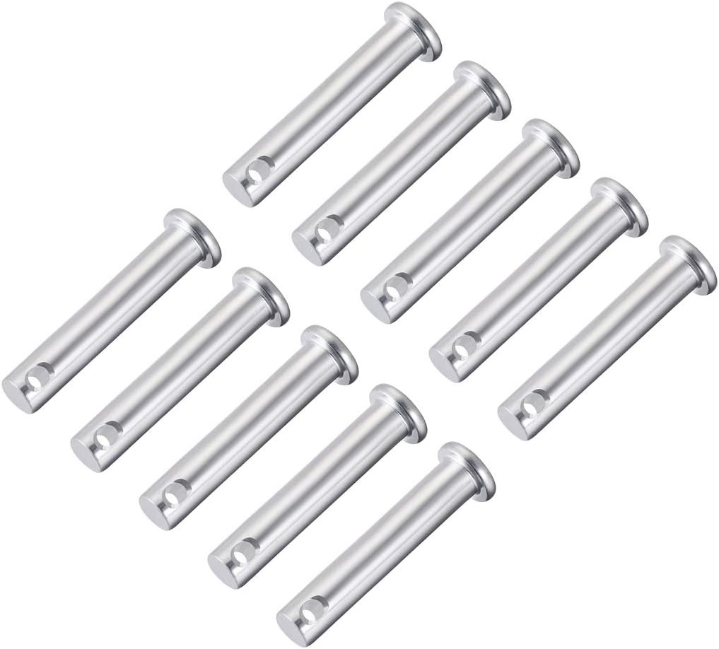 uxcell Single Hole Clevis Pins,8mm x 40mm Flat Head 8mm x 40mm, silver tone