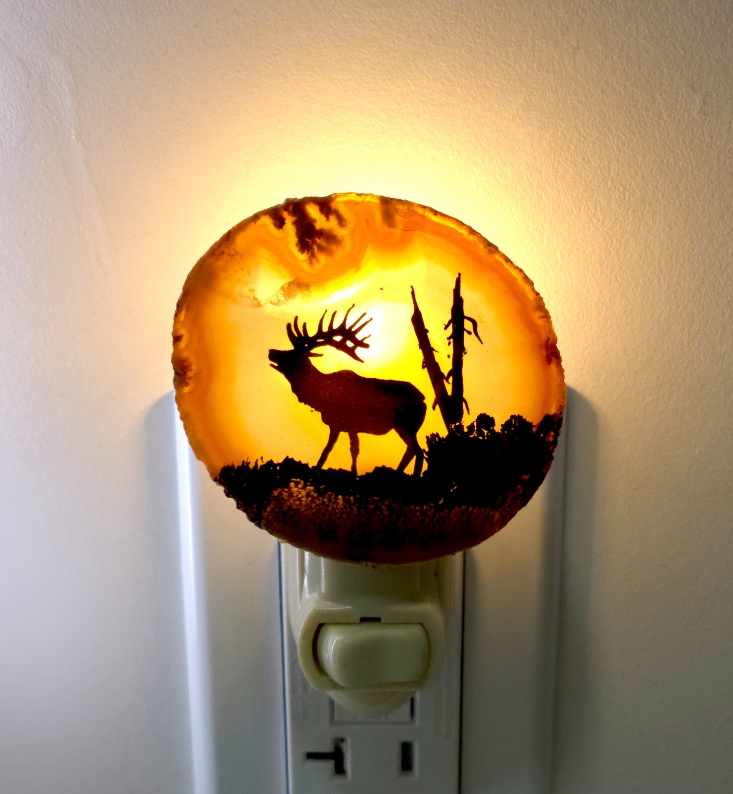 Beautiful Rock Stone Elk Silhouette Scenic Night Light