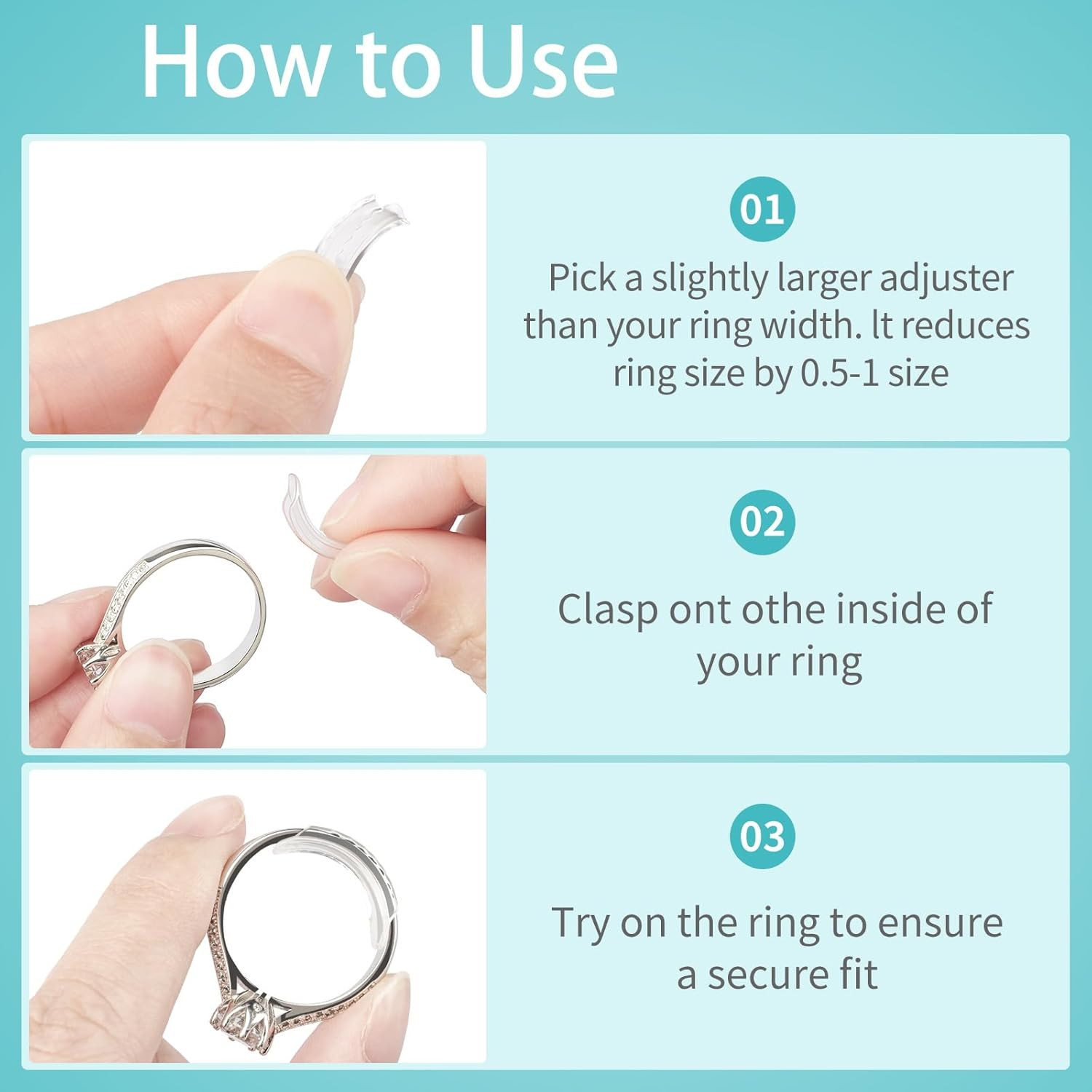 8 Sizes Ring Sizer Adjuster, Invisible Ring Guards for Women & Men, Ring Resizer
