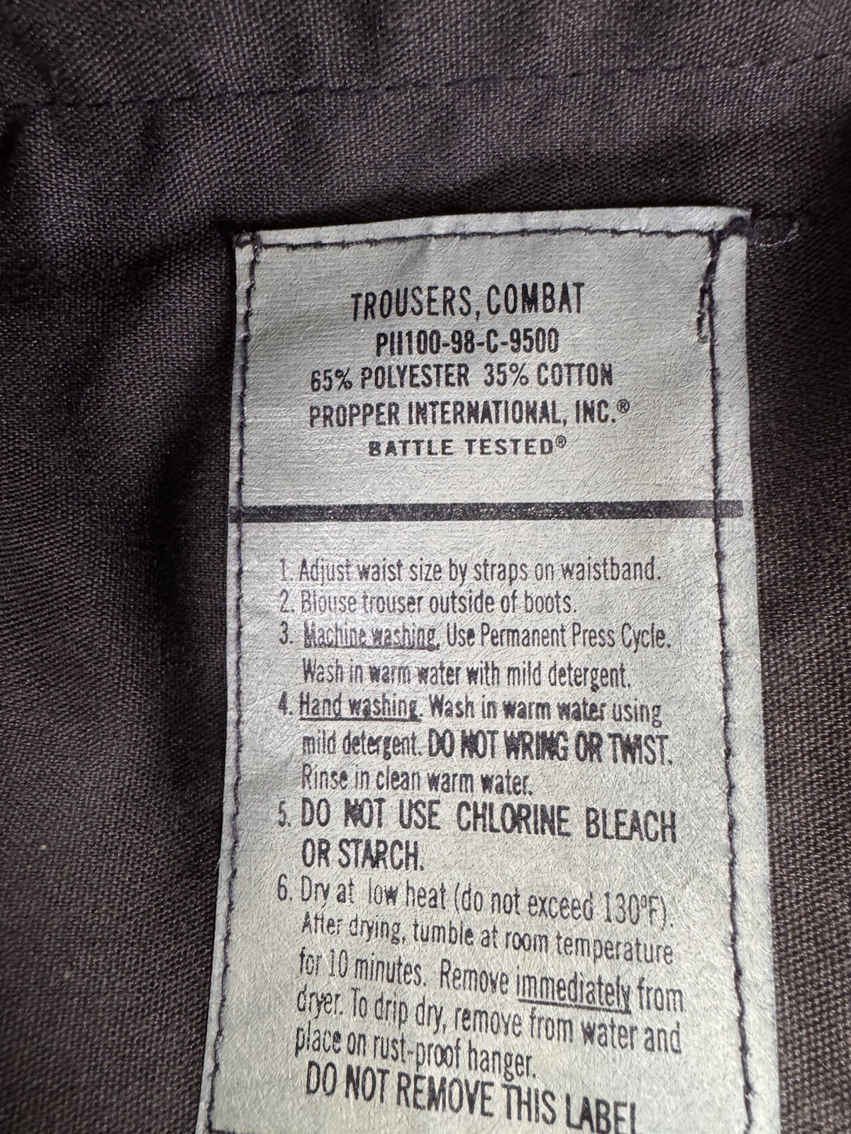 Propper Cargo Pants Black Ripstop Tactical 65%Poly 35%Cotton Button Fly Sm Reg