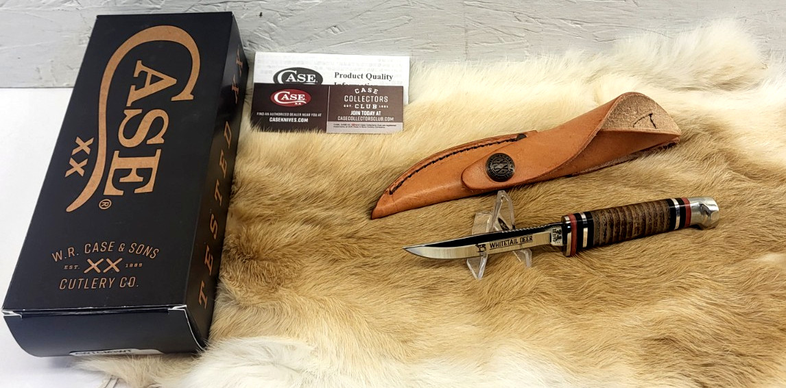 Case XX Whitetail Deer M3 Finn Leather Stainless Steel Fixed Blade Knife WTL USA