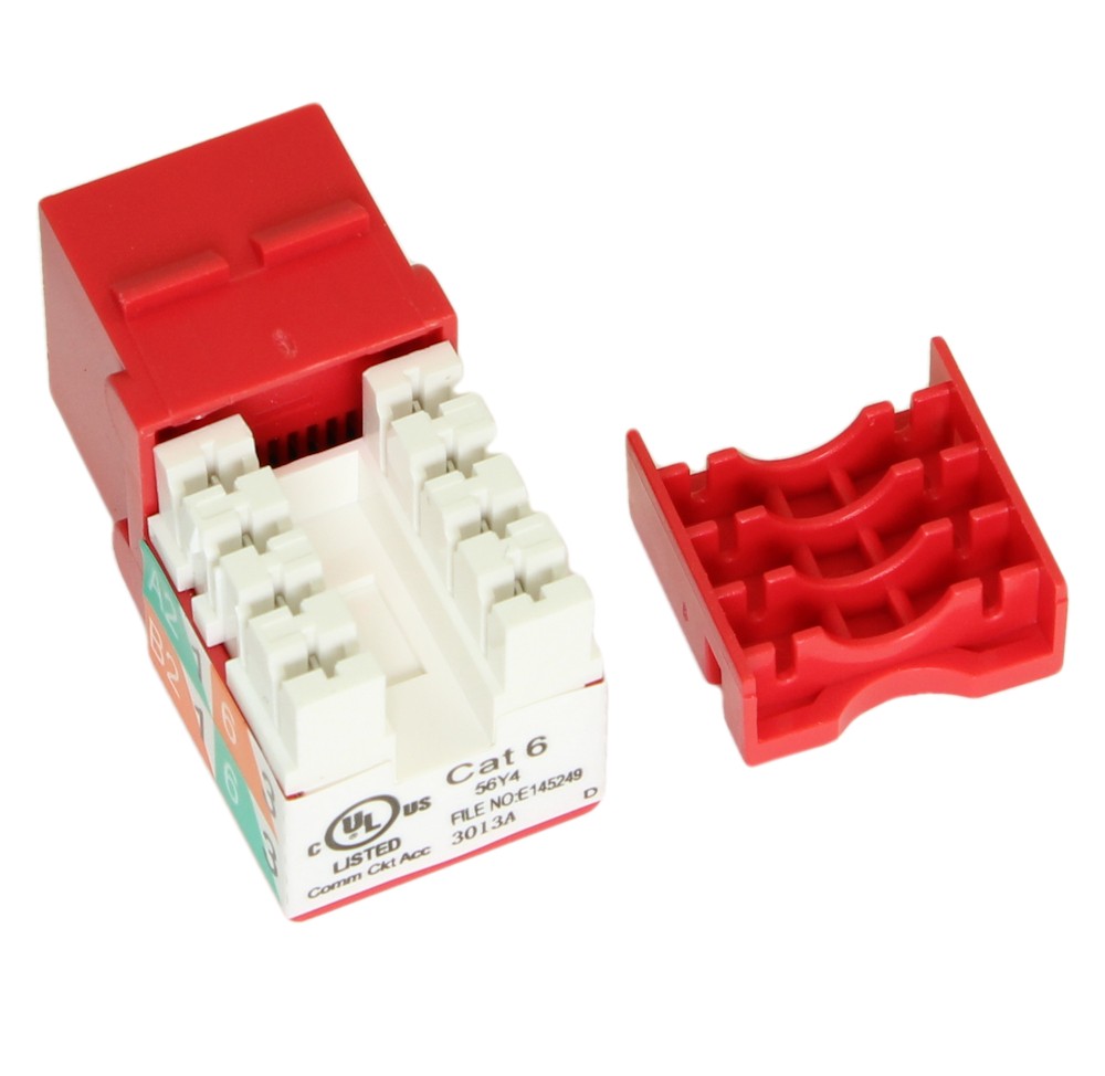 Keystone Jack Insert/Punch-down - Cat 6 RJ45 Networking  Red