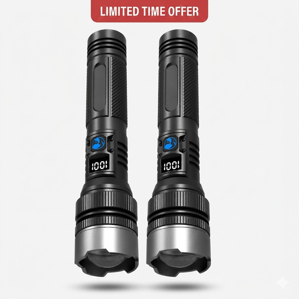 NEW2Pcs Tactical LED Flashlight Zoomable USB-C Rechargeable Torch Camping Hiking