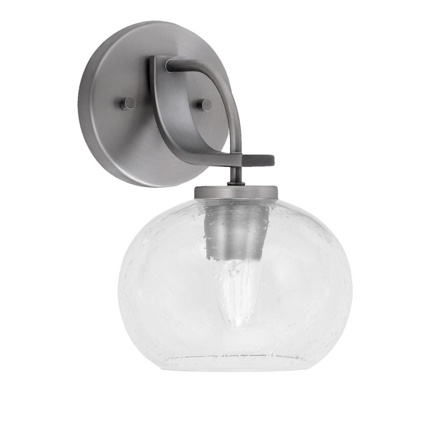 Toltec Cavella Wall Sconce 202, Graphite, 7" Clear Bubble Glass - 3911-GP-202