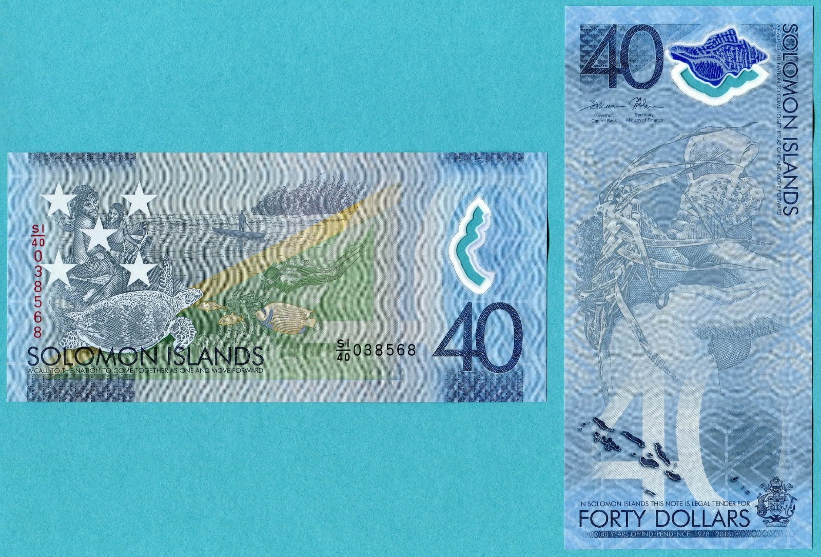 Solomon Islands 40 Dollars 2018 UNC**New Polymer - Commemorative / only 100k