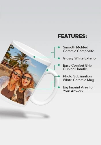White Ceramic Mugs 12 oz Sublimation Blanks (2 Pack)