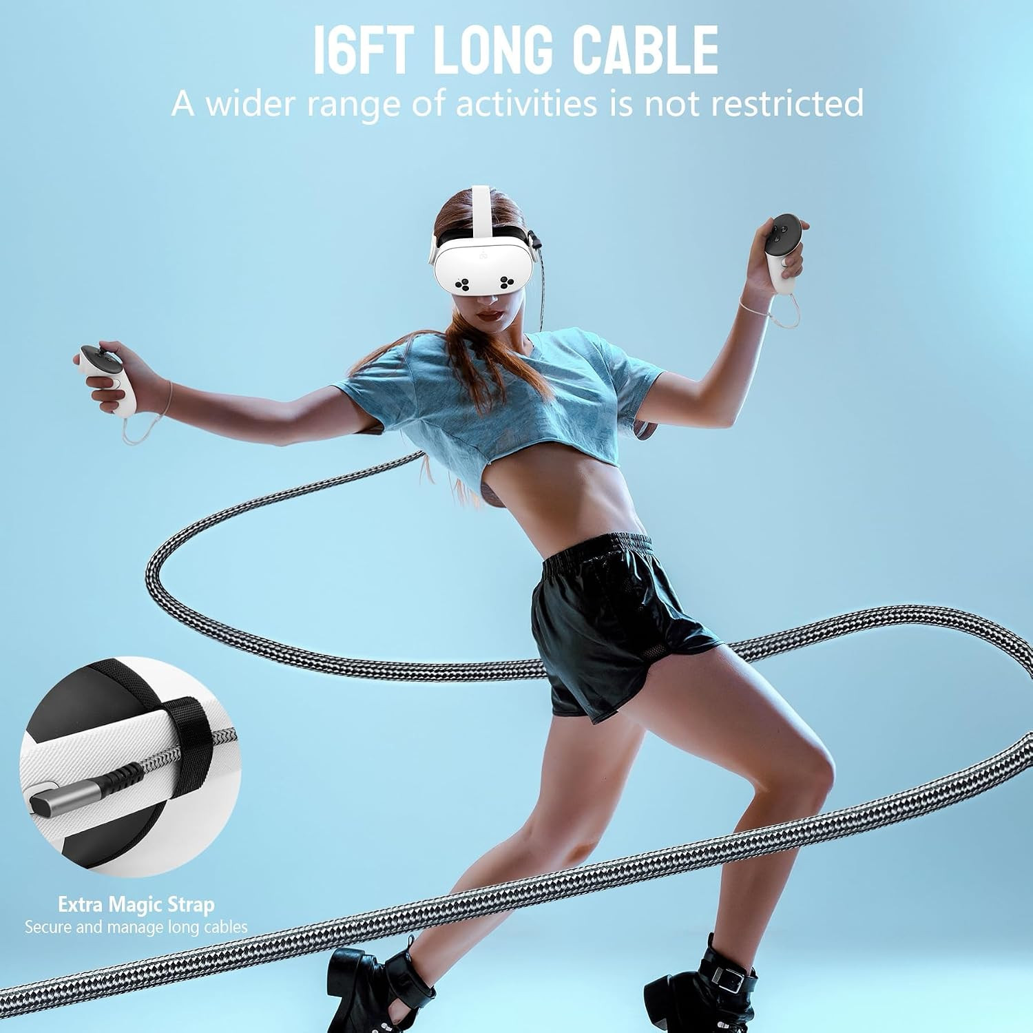 Link Cable for Meta/Oculus Quest 3S/3/2, 16FT Charging Cable Link, Connects