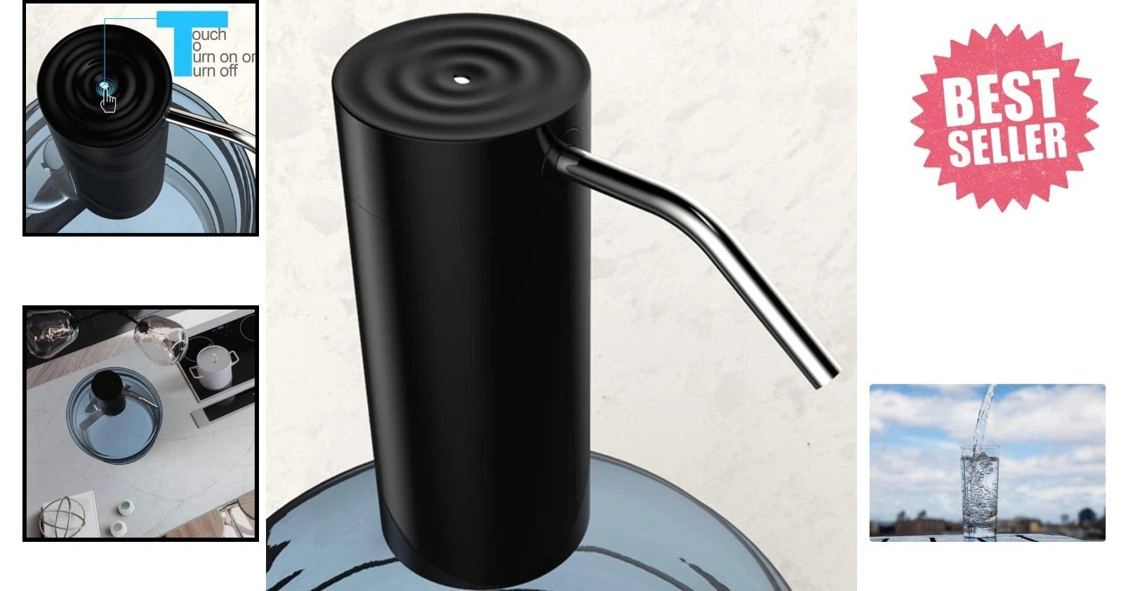 Rechargeable Automatic Water Dispenser - Elegant Touch Button for Effortless Use