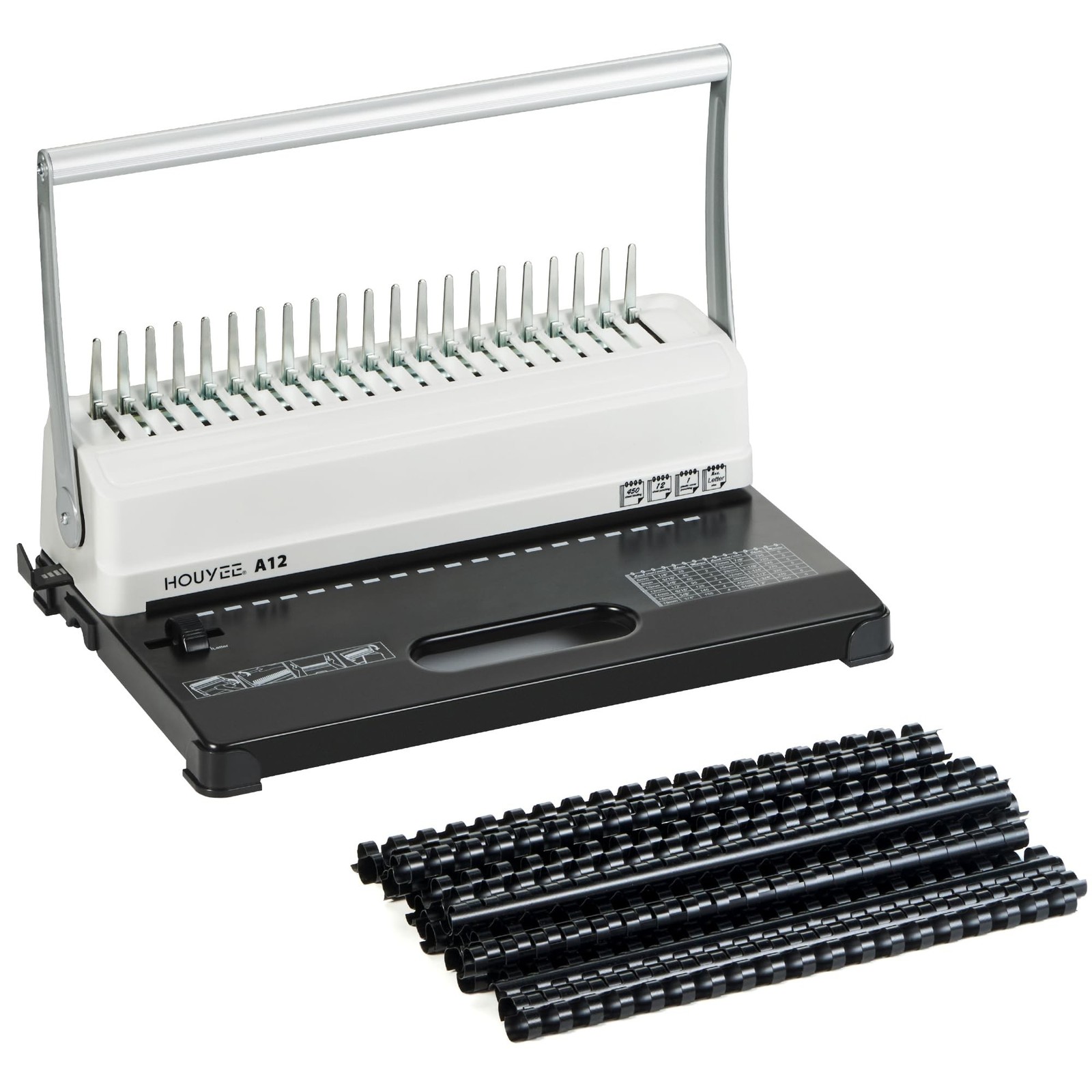 HOUYEE Binding Machine, 19 Holes, 450 Sheets, Comb Binding Machines with 50 P...