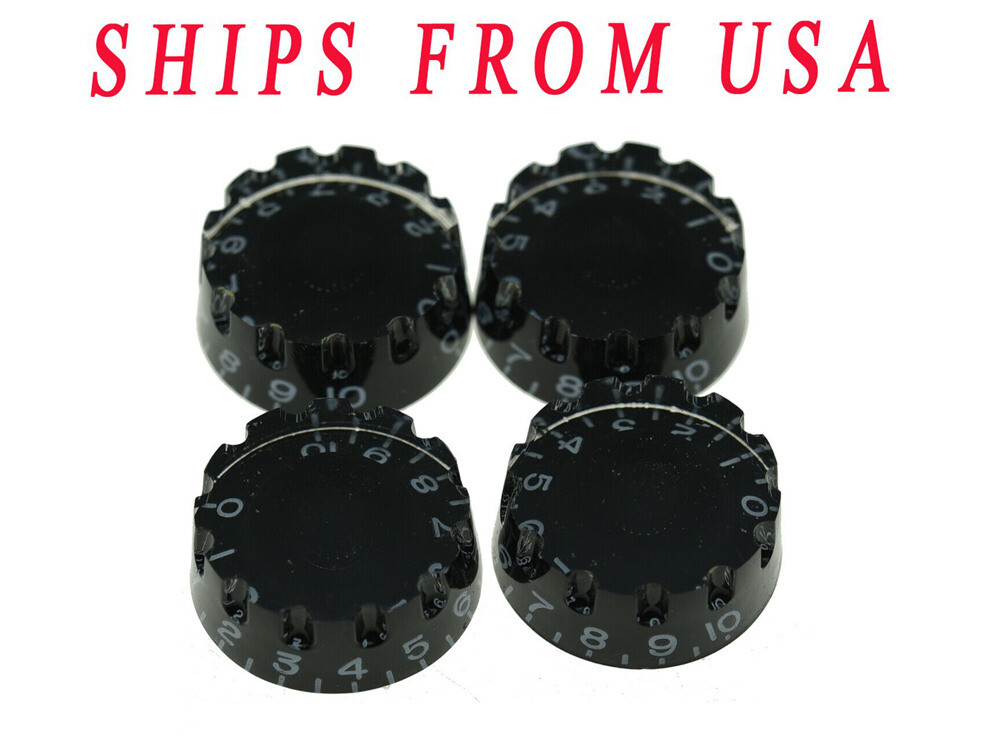 4pcs Guitar Knurled Speed Knobs 24 Fine Spline Control Knob fits Gibson LP Black
