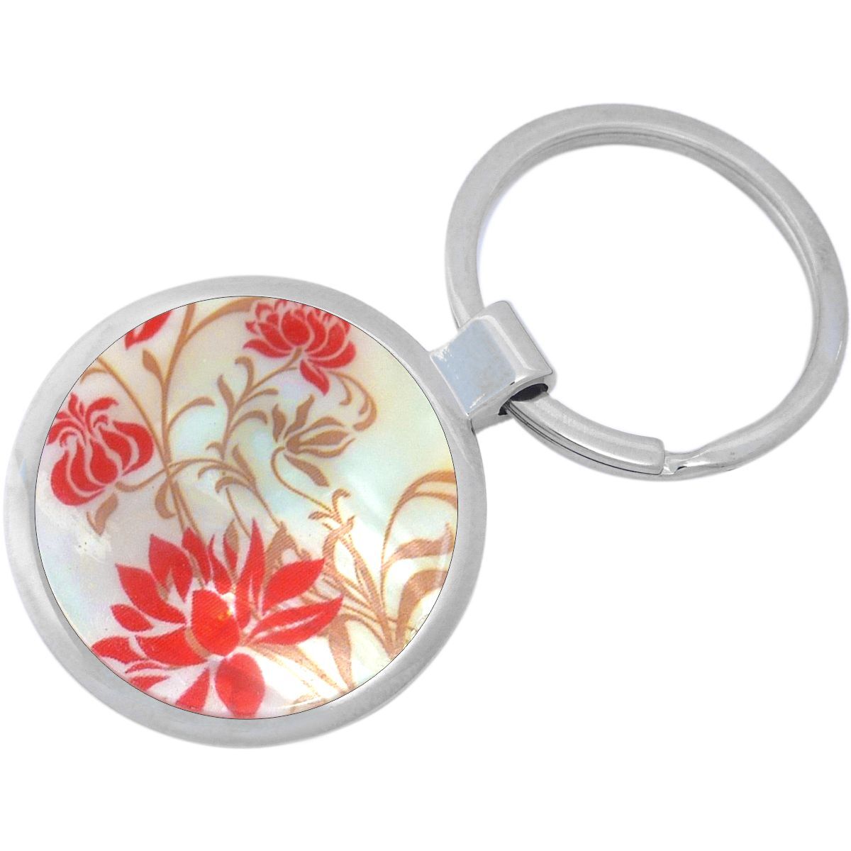 Red Flowers Keychain - Includes 1.25 Inch Loop for Keys or Backpack