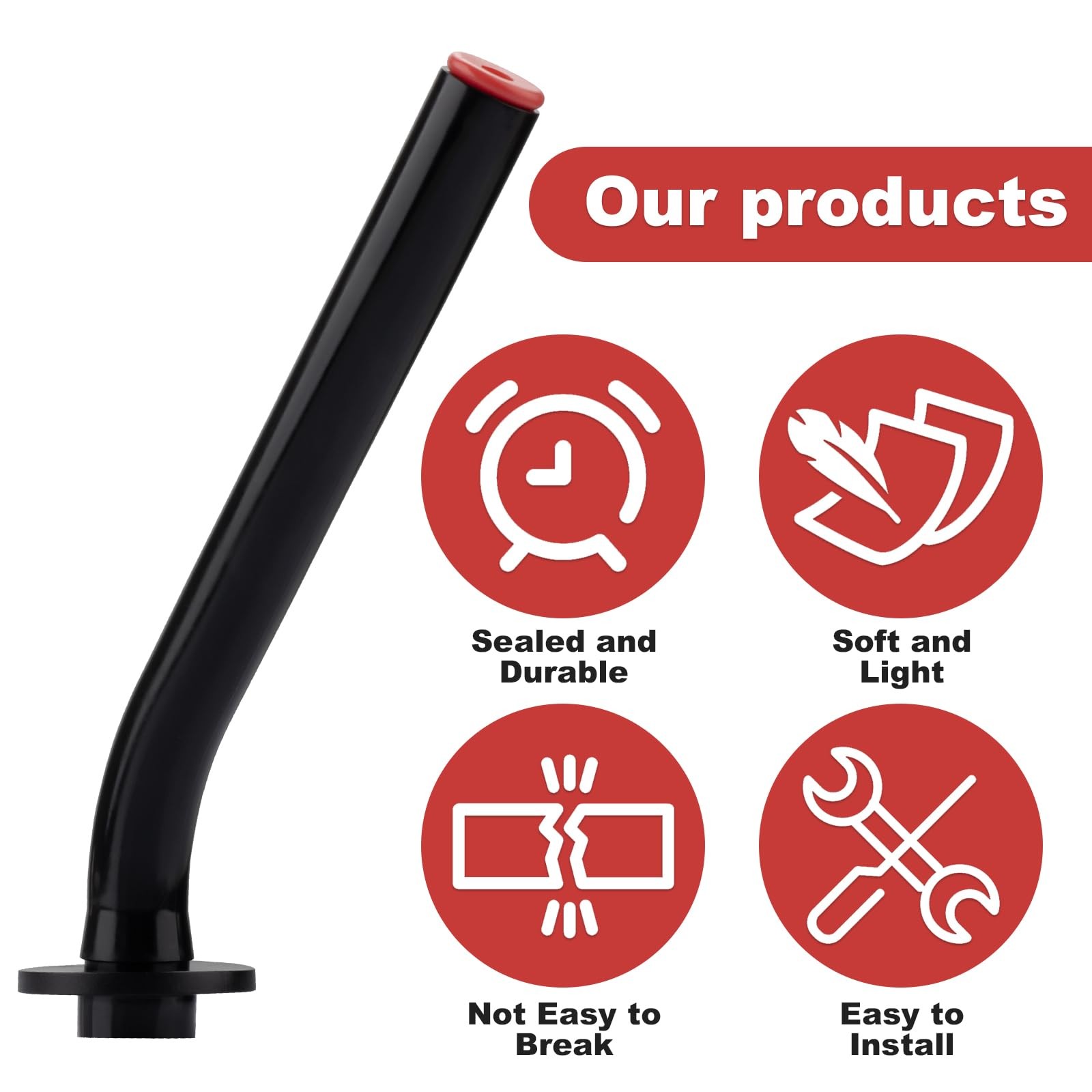 No Cap Gas Can Spout and Rubber Stopper Replacement for Eagle Cans black
