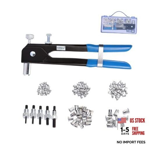 126pcs Rivet Nut Tool Kit Set Blind Rivet Nut Hand Riveter Wrench Threaded