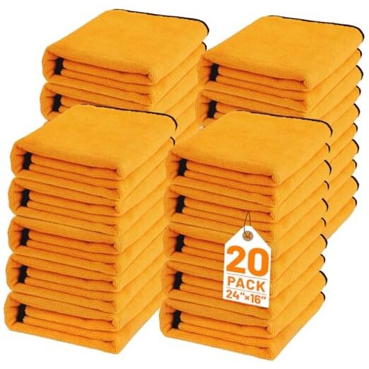 20 Pack Microfiber Car Drying Towel, 15.7 x 23.6 Inch 15.7x23.6in-20 PCS Orange