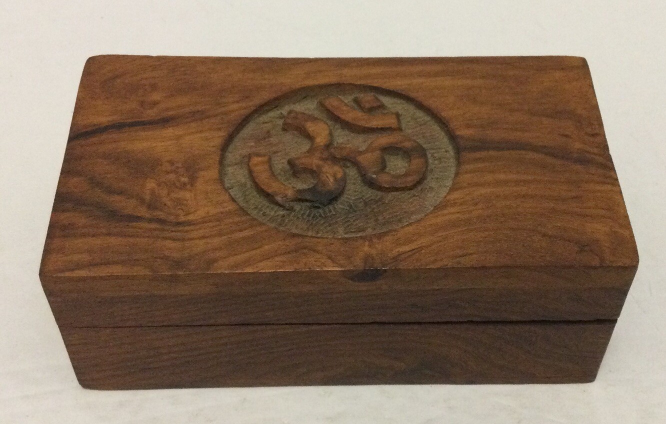 Handmade Wood Carved Indian Box Small Trinket
