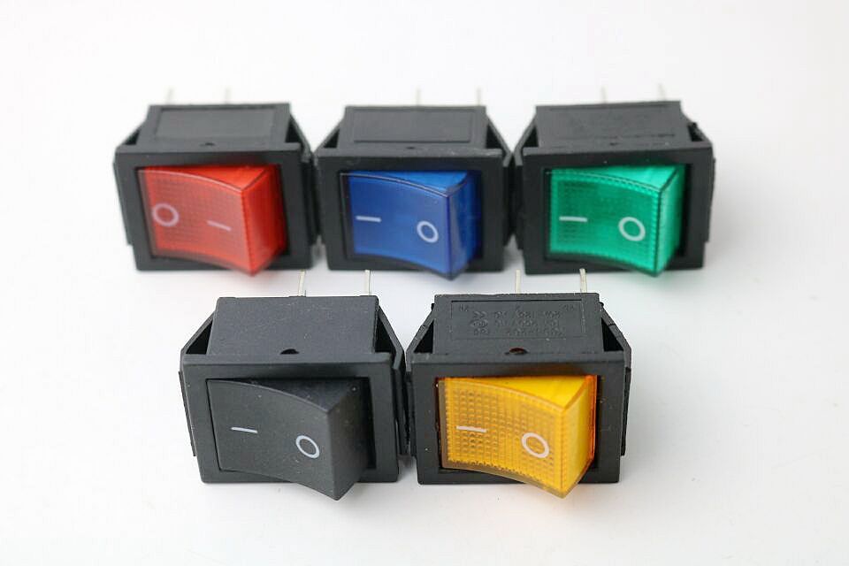 Panel Mount Rocker Switch I/O 4 Pins With LED Light Color 16A 250VAC/20A 125VAC