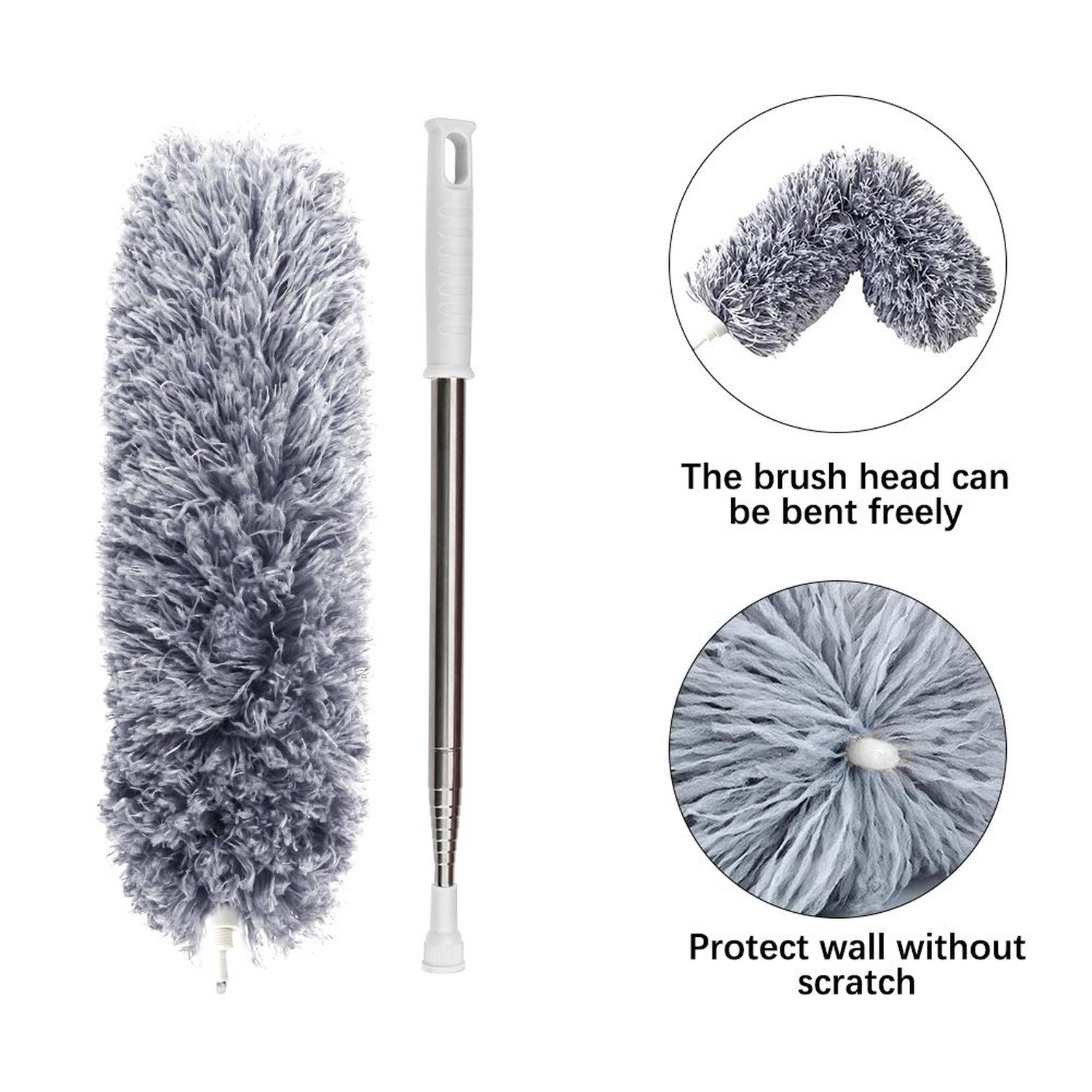 DELUX Microfiber Feather Duster Extendable Duster with 100 inches Extra Long ...