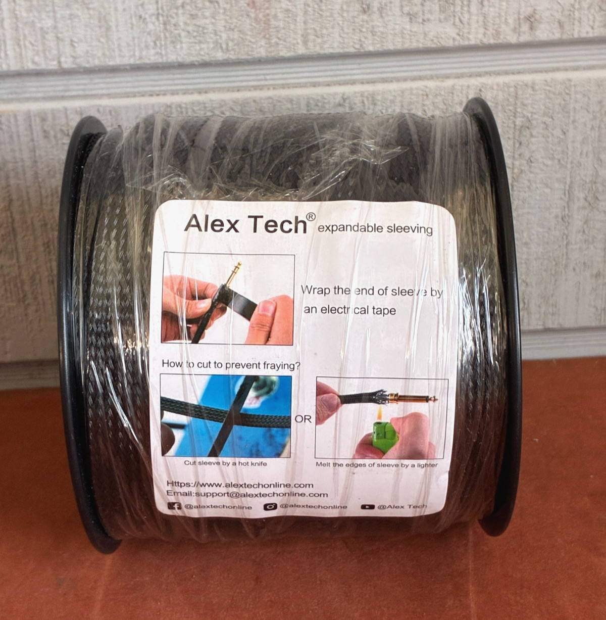 ALEX TECH ~ 100 Feet 3/4 Inch PET Expandable Braided Cable Sleeving ~ Black