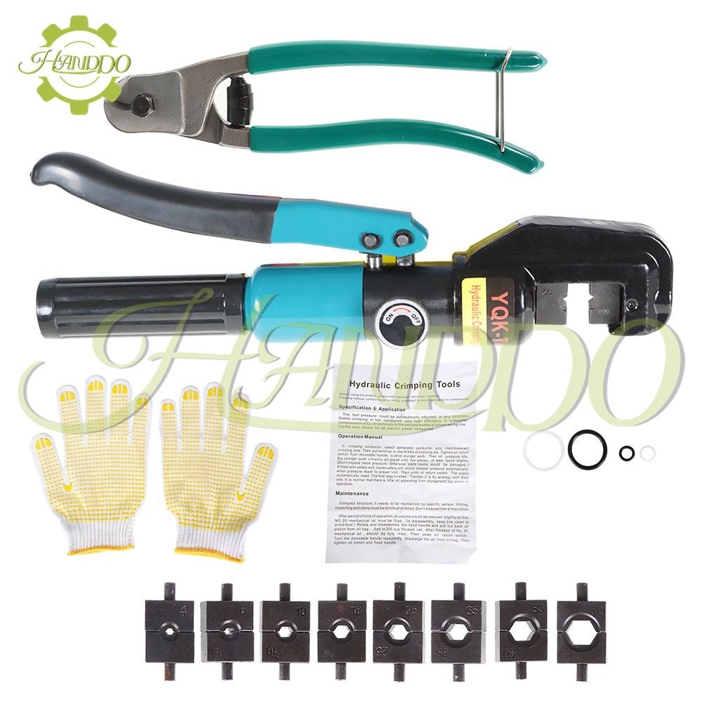 Hydraulic Crimper Wire Battery Terminal Crimping Tool  6 Mt w/9 Dies