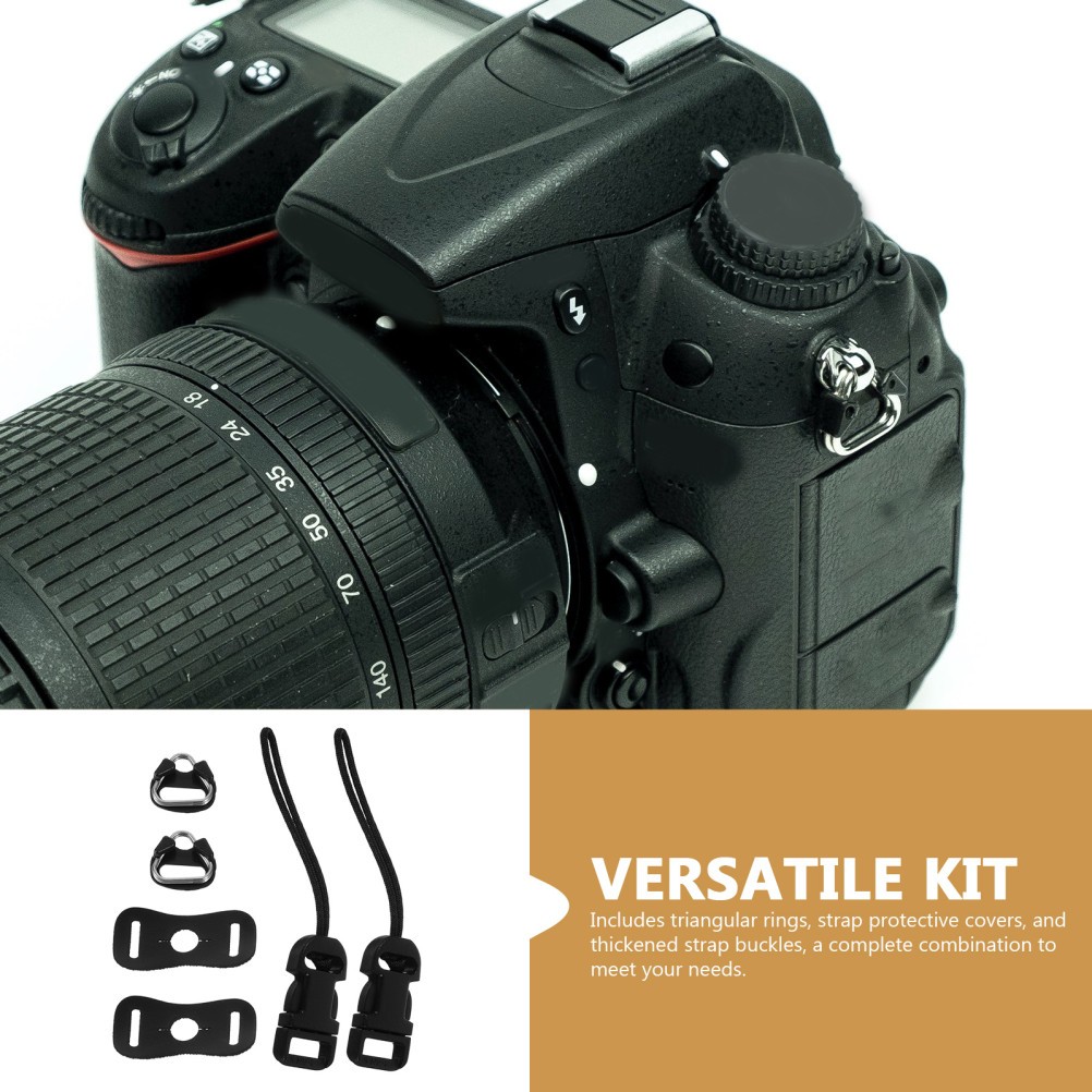 1 Set Reusable Camera Strap Adapter Clips with Lug Rings Black ABS