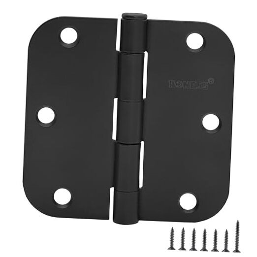Door Hinges 3.5 Inch, 5/8" Radius Rounded, Standard 15 Pack Matte Black