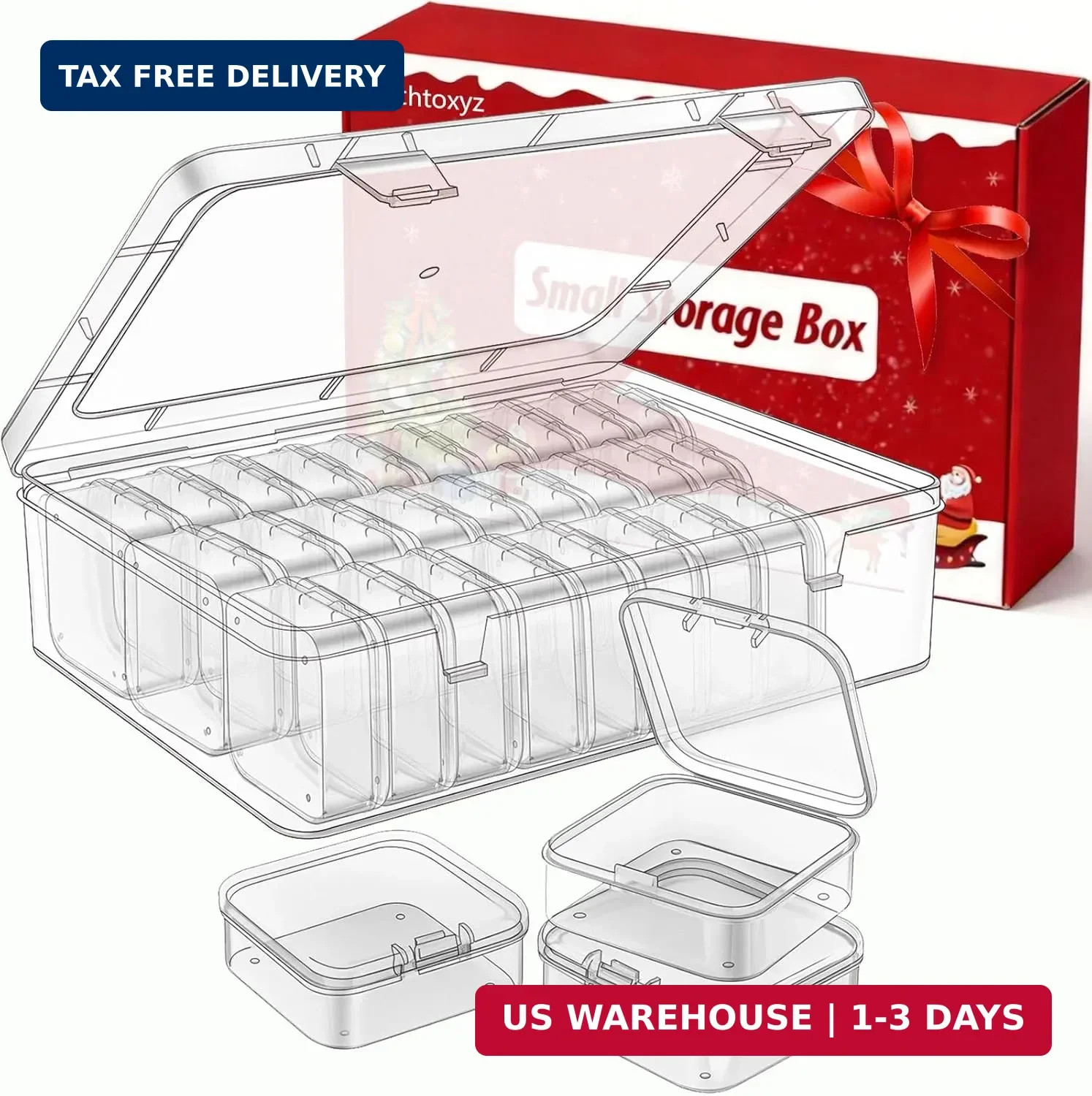 Mathtoxyz Bead Organizer Box, 30Pcs Small Beads Organizers and Storage Plastic C