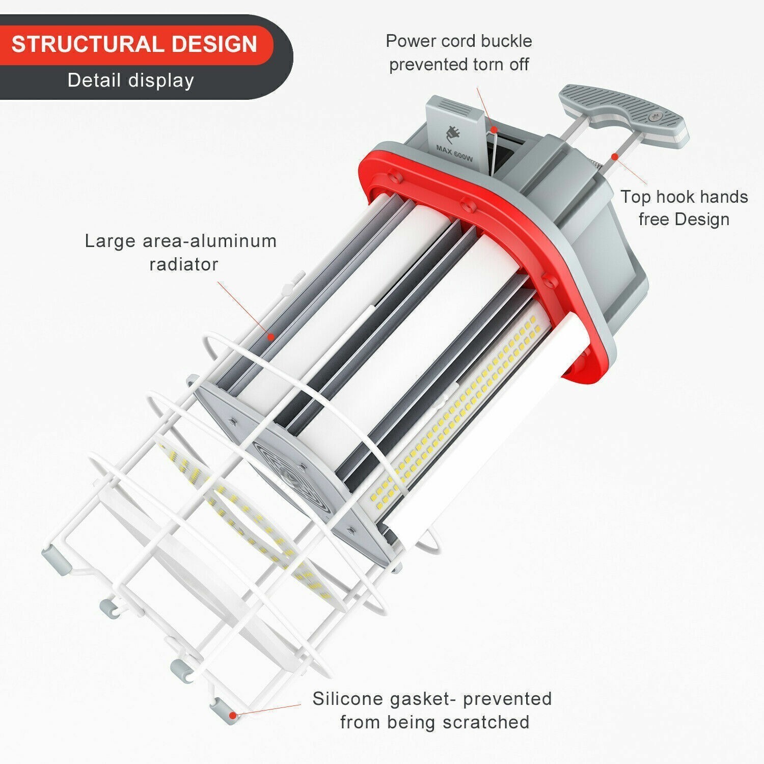 80W LED Temporary Work Light 11600LM Linkable Construction Job Site Light 5000K