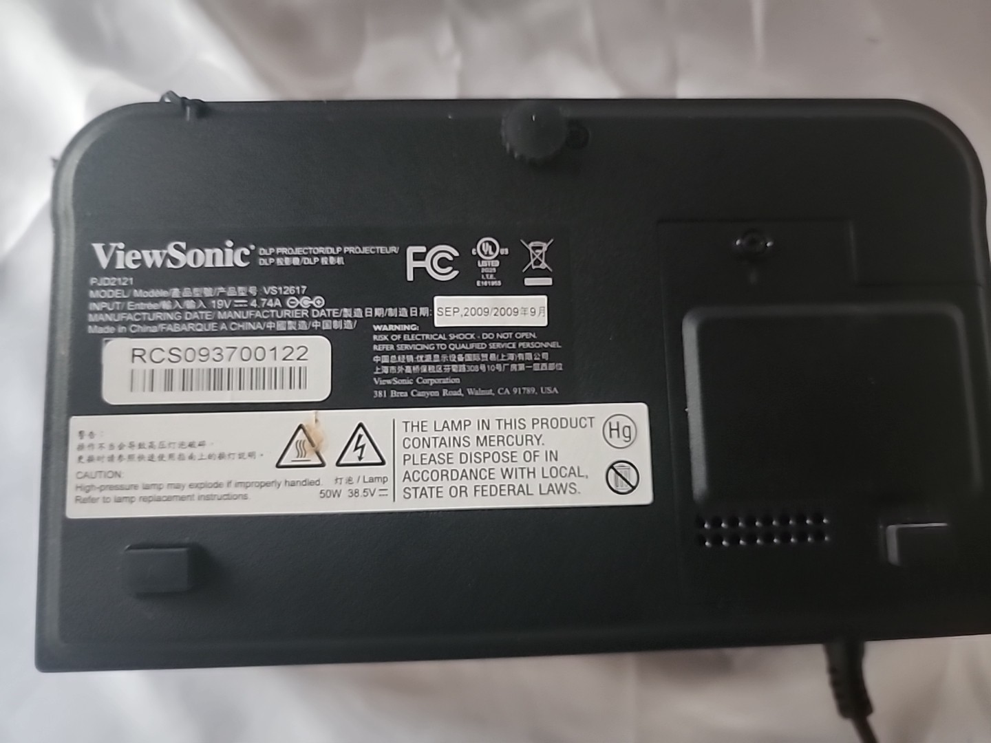 ViewSonic Projector PJD2121 DLP SVFA Multifunction Projector With Power Cord