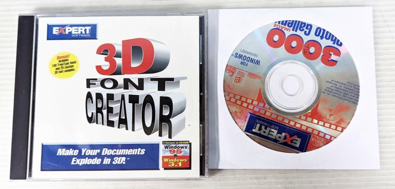 Expert Software 3D Font Creator CDROM Win 95 Font Creator w/3000 Photo Gallery