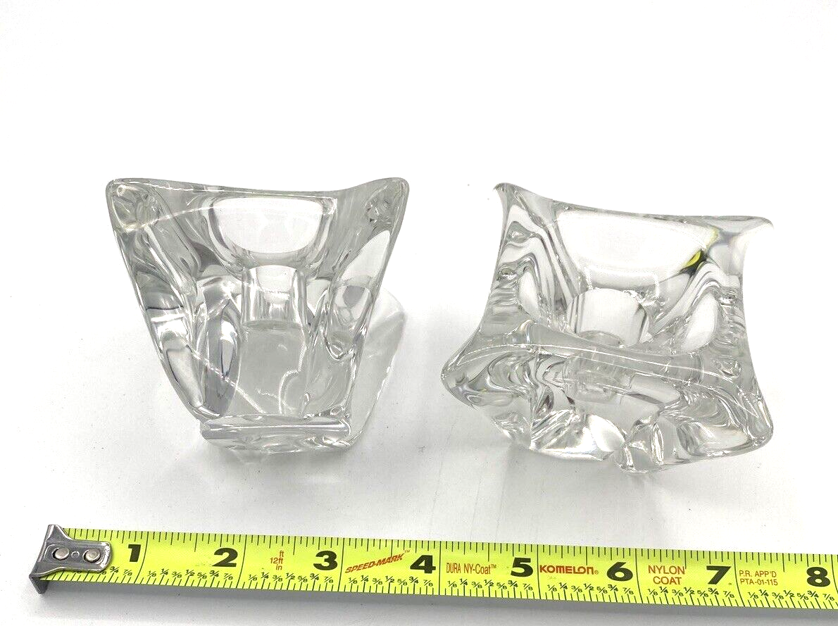Glass Crystal Taper Candle Holders Square Cube 2”3” Wide