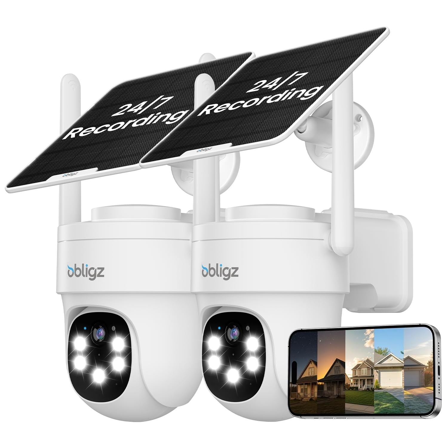 Solar Camera Security Outdoor - AOV 24/7 Recording Security Cameras Wireless ...