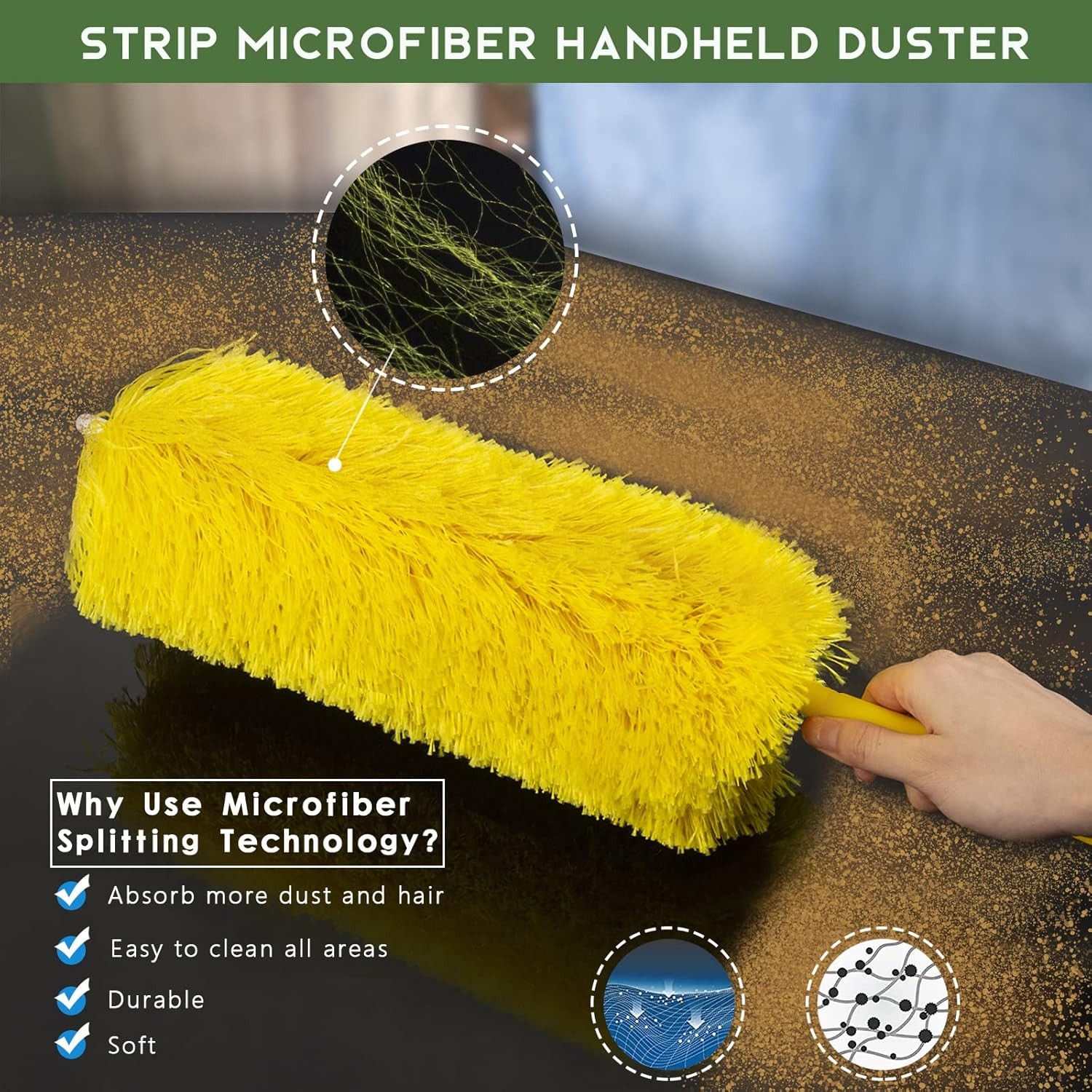 17FT Extendable Duster W/ 2-9 ft Extension Pole High Ceilings Cobweb Duster