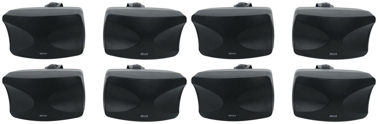 (8) Rockville WET-44 PRO Dual 4" 4-Way Swivel 70V Commercial Speakers in Black