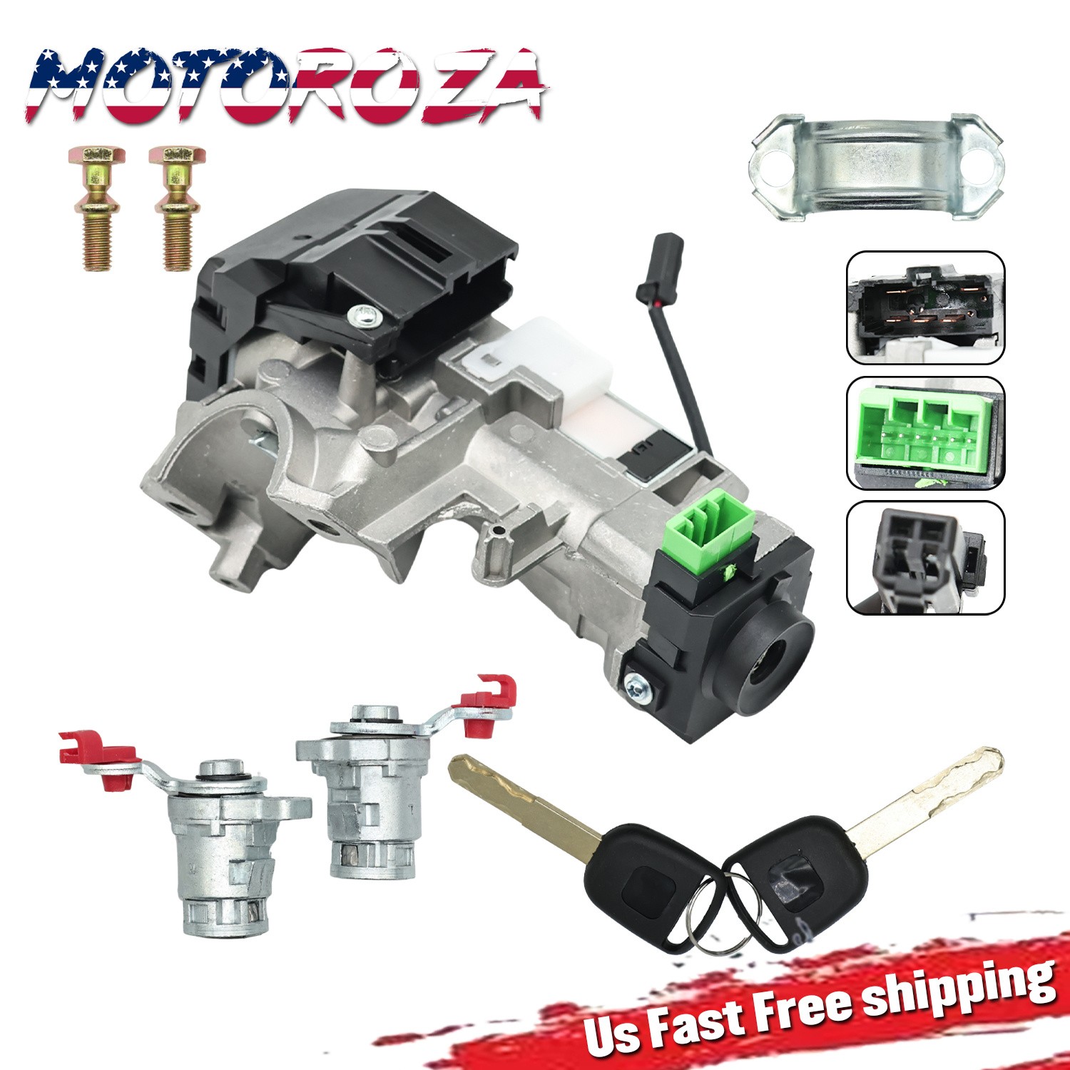 Ignition Switch Cylinder Door Lock w/ Keys Complete set For 2002-2006 Honda CRV