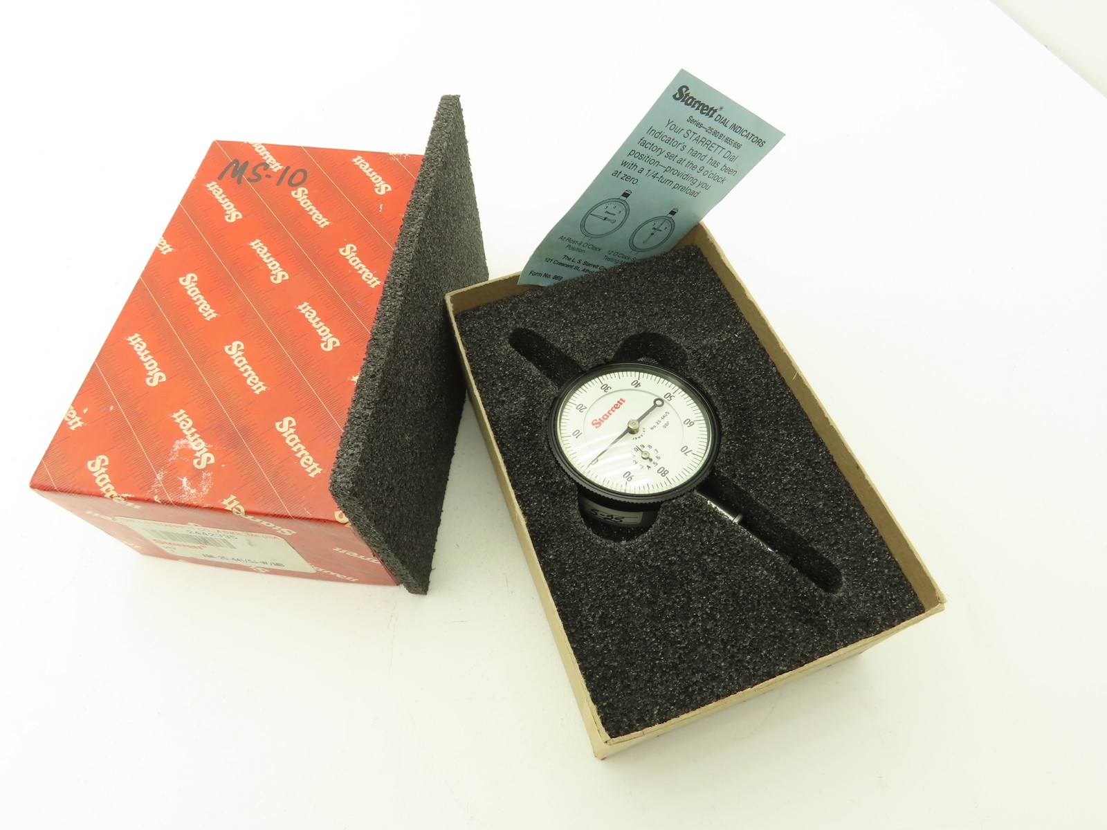 Starrett 25-441/5J Dial Gage Indicator 0-100 Cont .500" Range .001" Grad