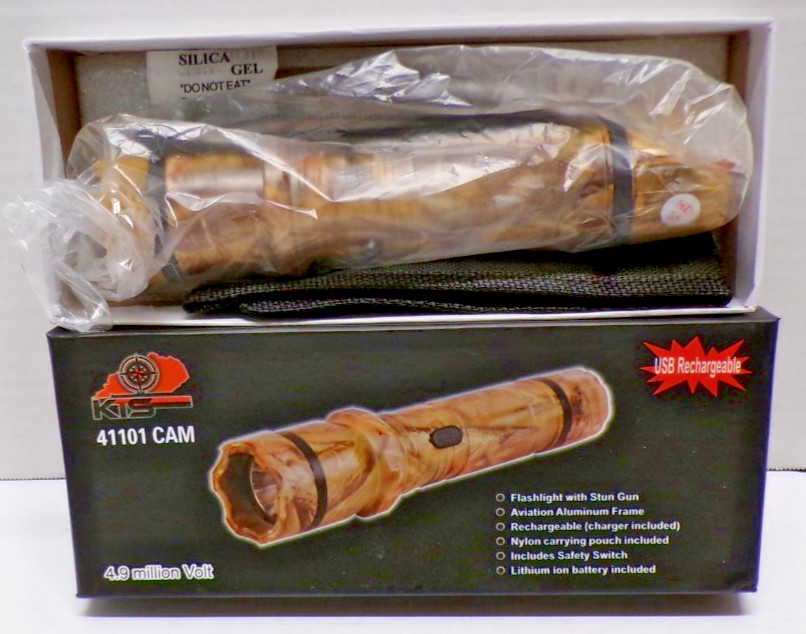 KTS 41101 Cam Flashlight With Stun Gun USB Rechargeable