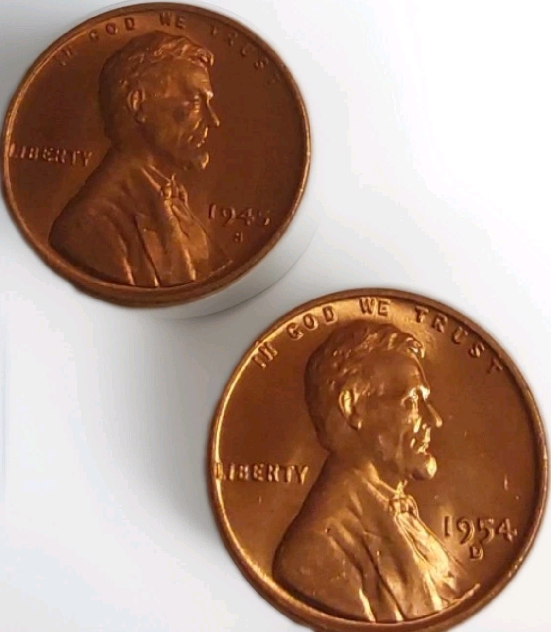 1945 S & 1954 D Lincoln Wheat Cent GEM BU RED Uncirculated 1c Coin Free Post