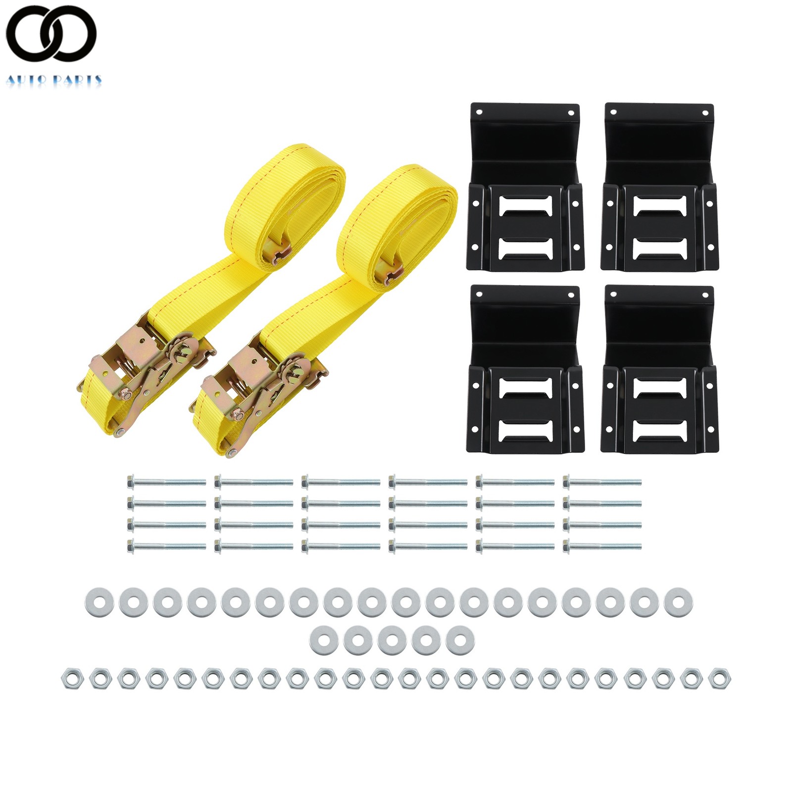 Heavy Loads E Track System With Wheel Chock 9' Yellow Ratchet Tie Down Straps