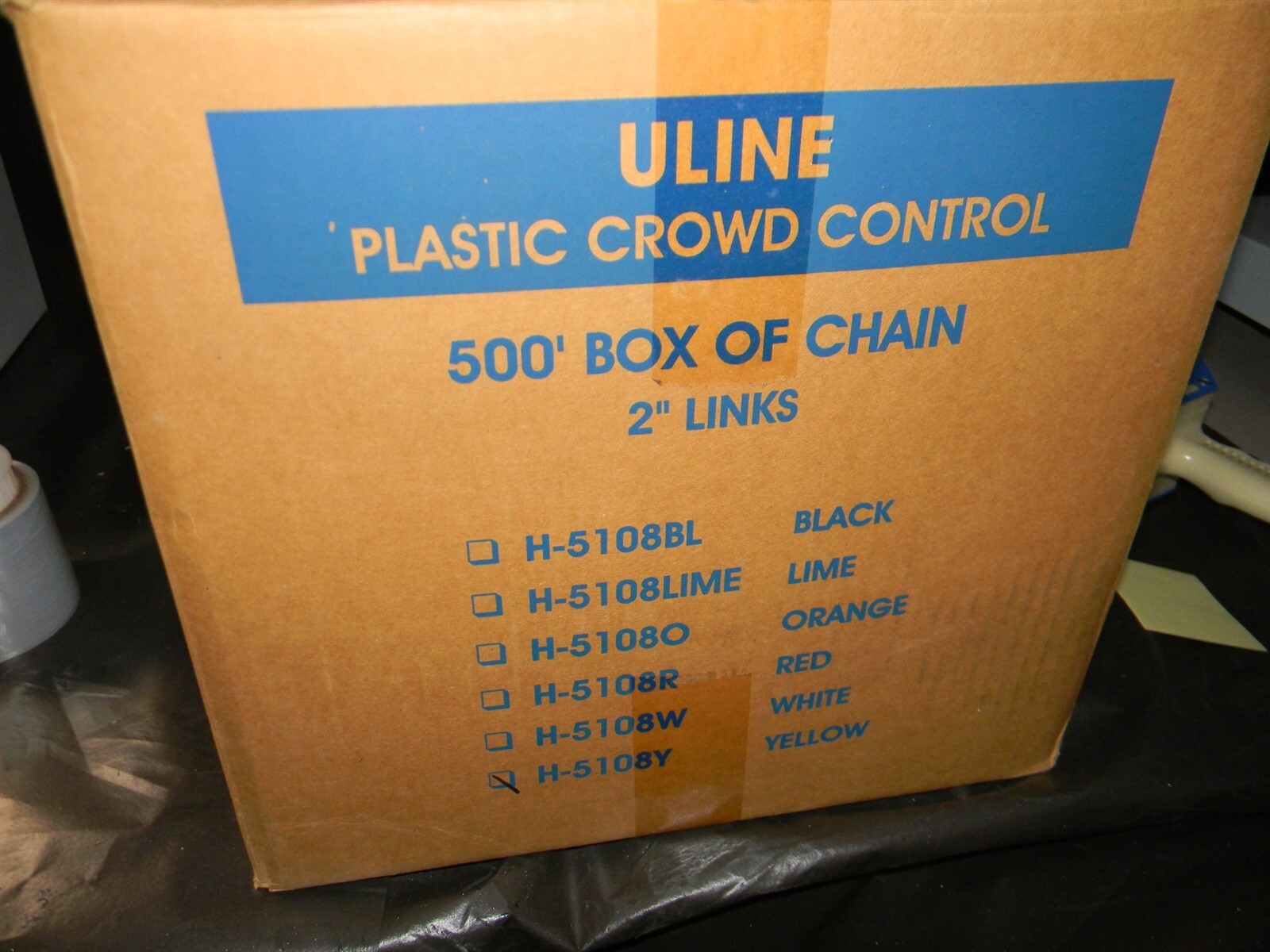 ULine Plastic Barrier Chain - 500', Yellow H-510BY
