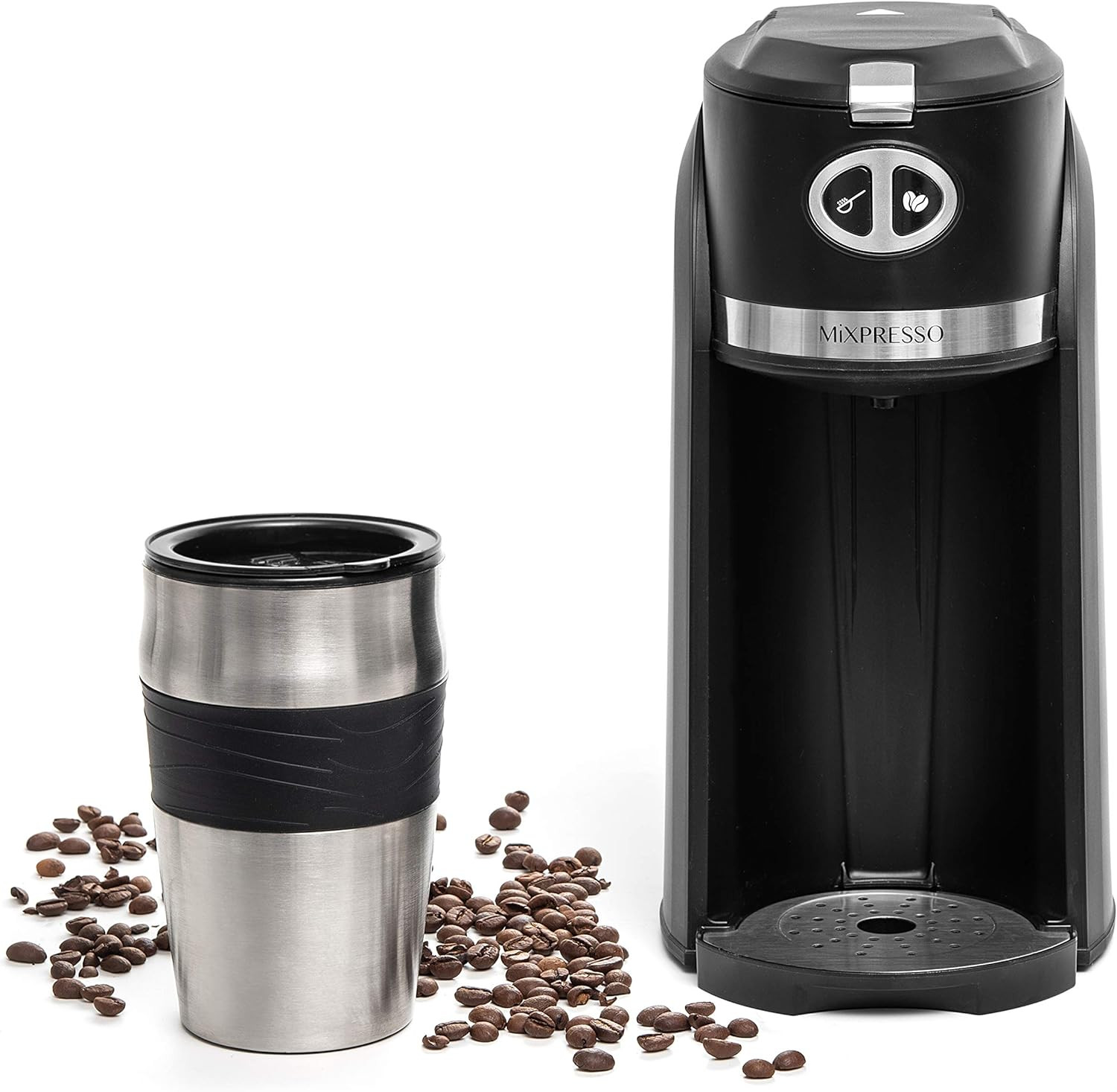 2-in-1 Grind & Brew Coffee Maker with Travel Mug & Auto Shut Off, Black
