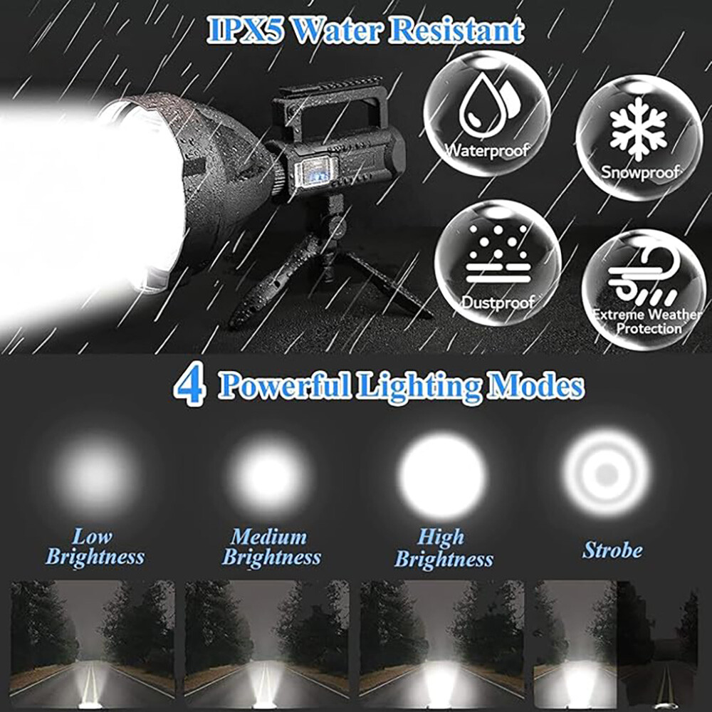Rechargeable Spotlight 9000000 Lumens Handheld Hunting Flashlight Led Spot light