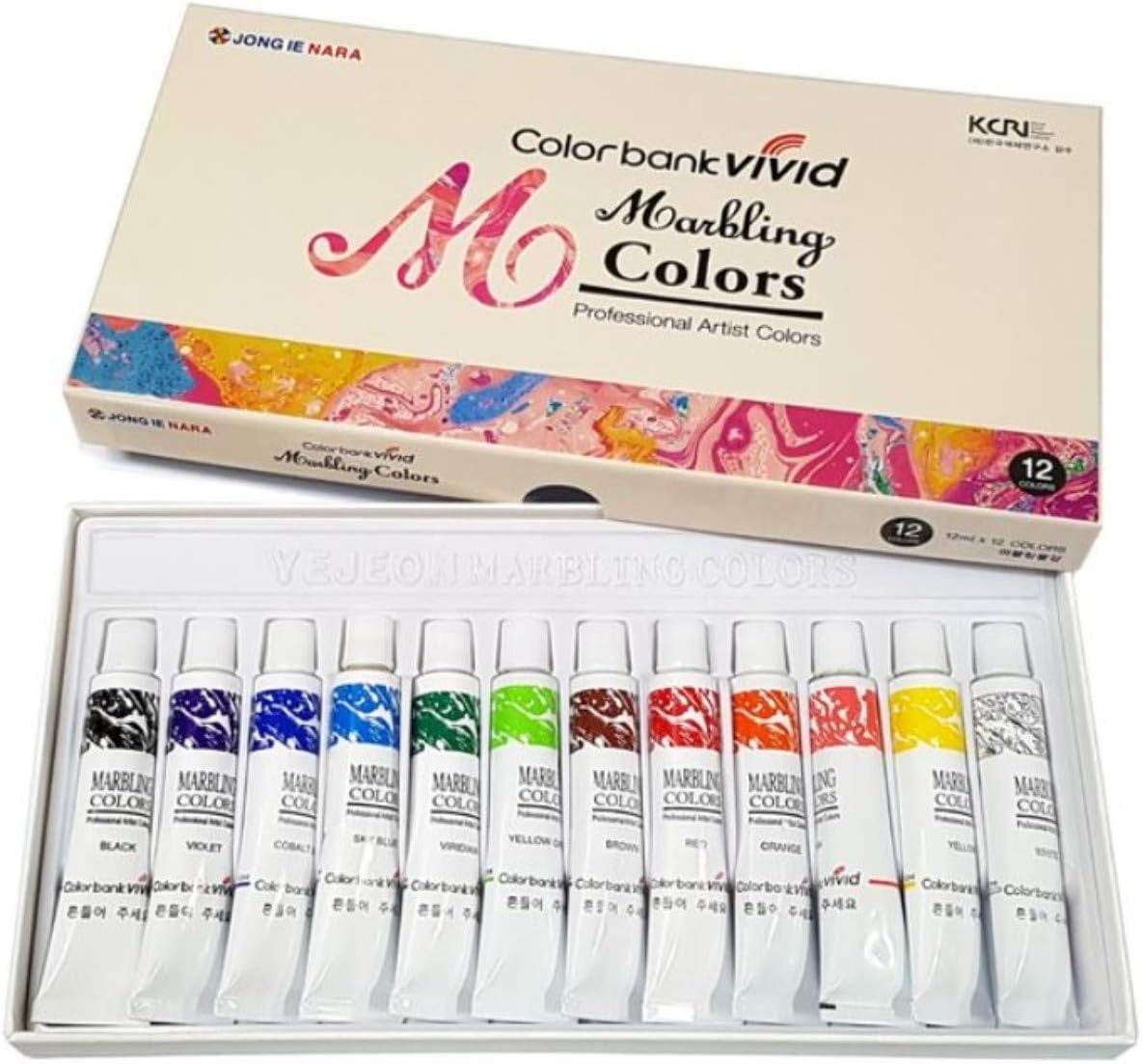 New Water Marbling 0.4 Fl Oz (Pack of 12), Blue,Green,Orange,Sky Blue,White