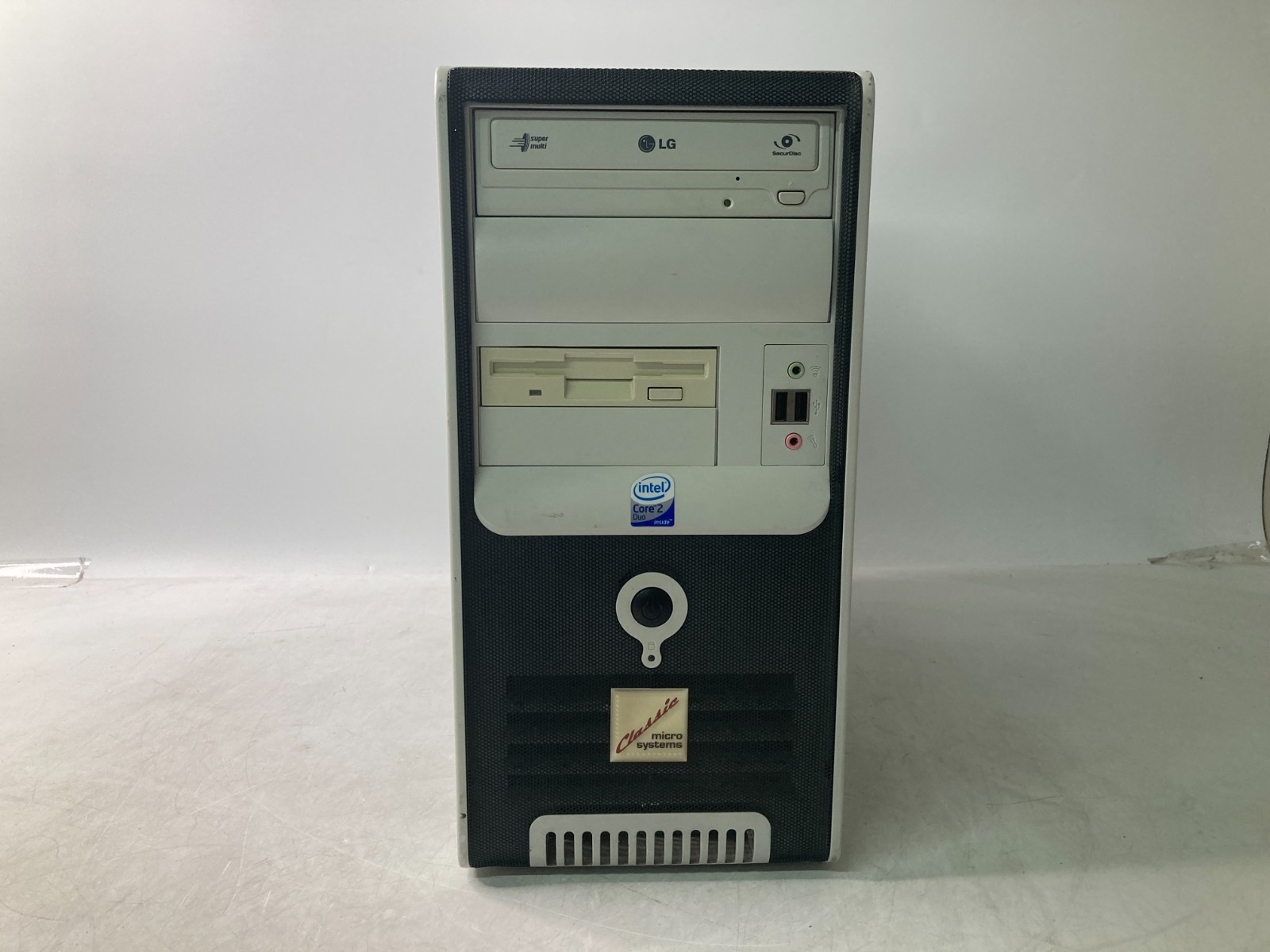 Vintage Classic Micro System Black & White PC Case w/ PSU DVD & Floppy Drive