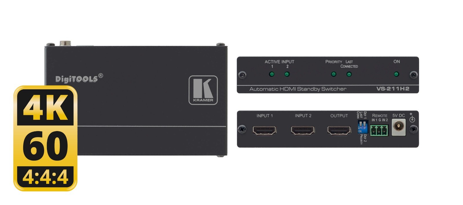 Kramer VS-211UHD 2:1 UHD HDMI Auto Switcher - Up to 18Gbps Data Rate