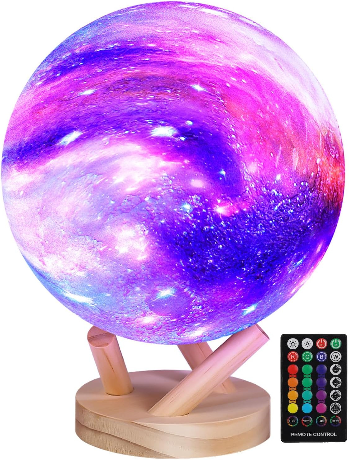 Moon Lamp Galaxy Lamp 6 Inch 16 Colors LED 3D Moon Light, Remote & Touch Cont...