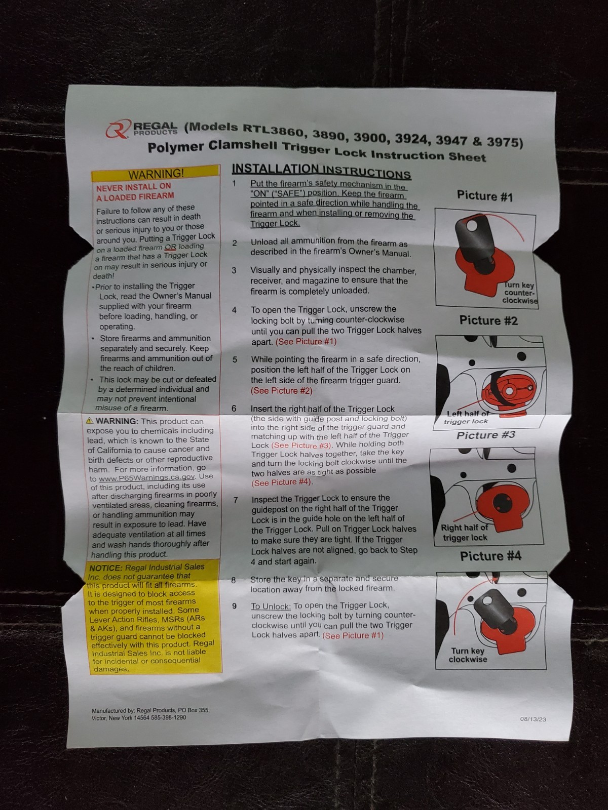 Child safety gun lock Trigger Lock Bulk Lot of 12 SHIPS FREE