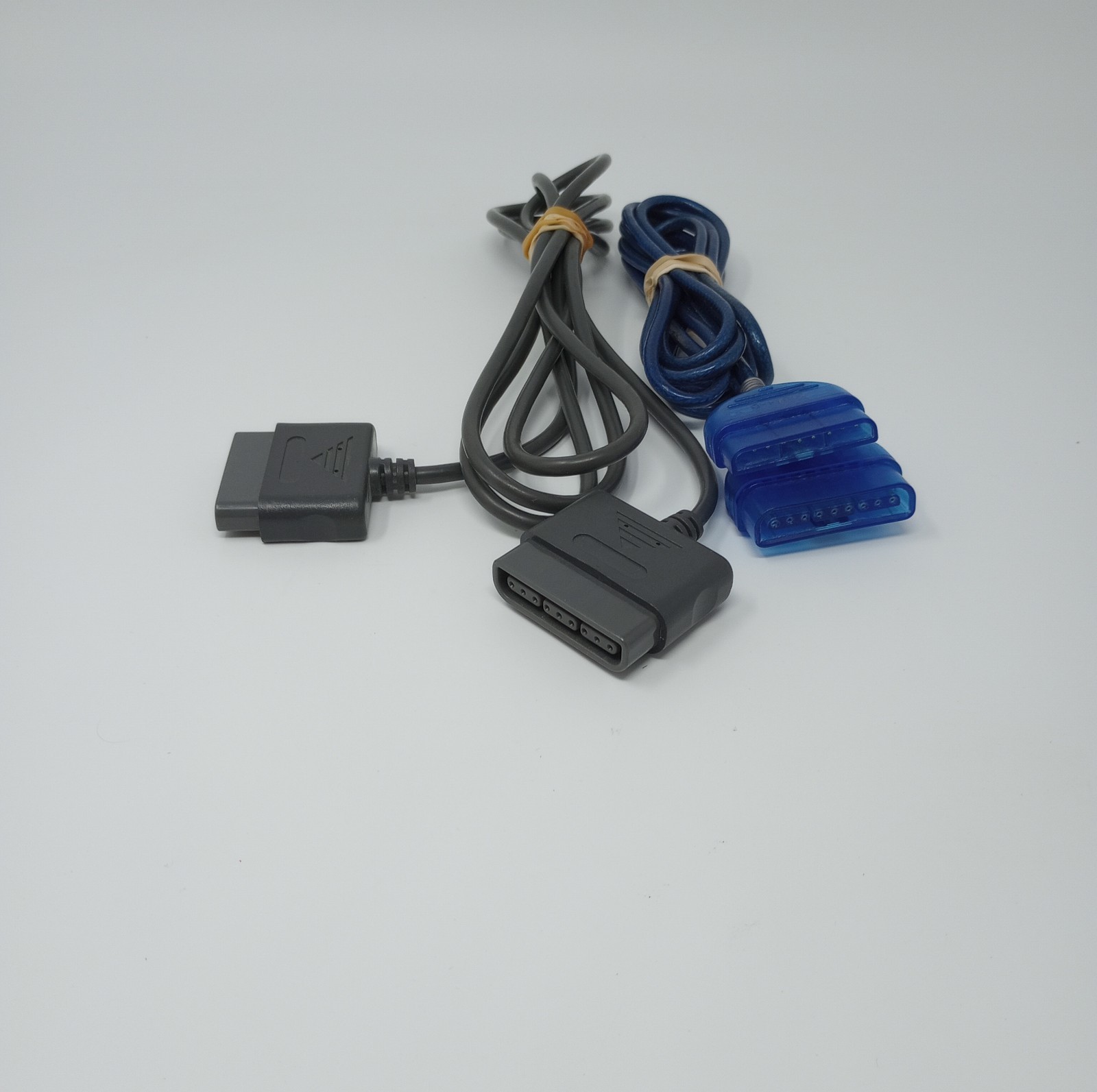 Playstation Accessory Lot (RFU Cable, 3 PS2 Controller Cables, & 2 Memory Cards)