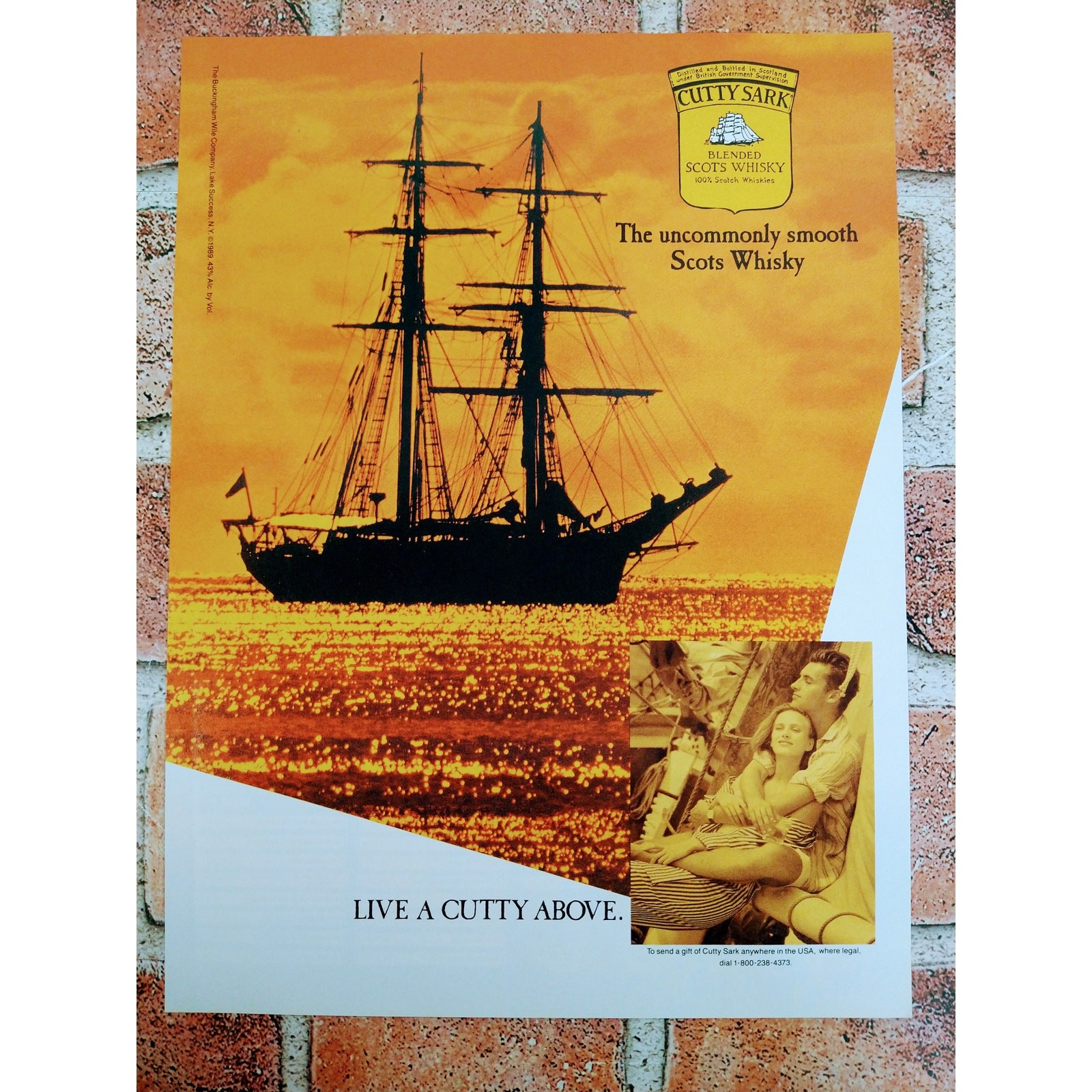 Cutty Sark - Live a Cutty Above - Pirate Ship - Original 1990 Vtg PRINT AD