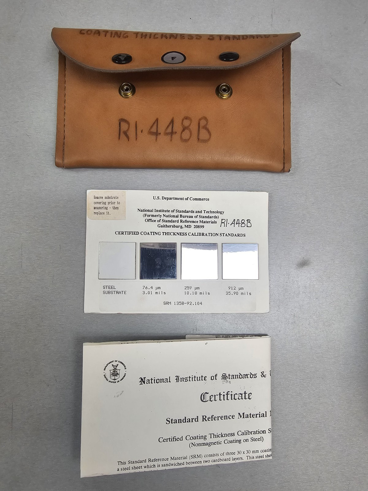 NIST SRM 1358  Certified Coating Thickness Calibration Standard