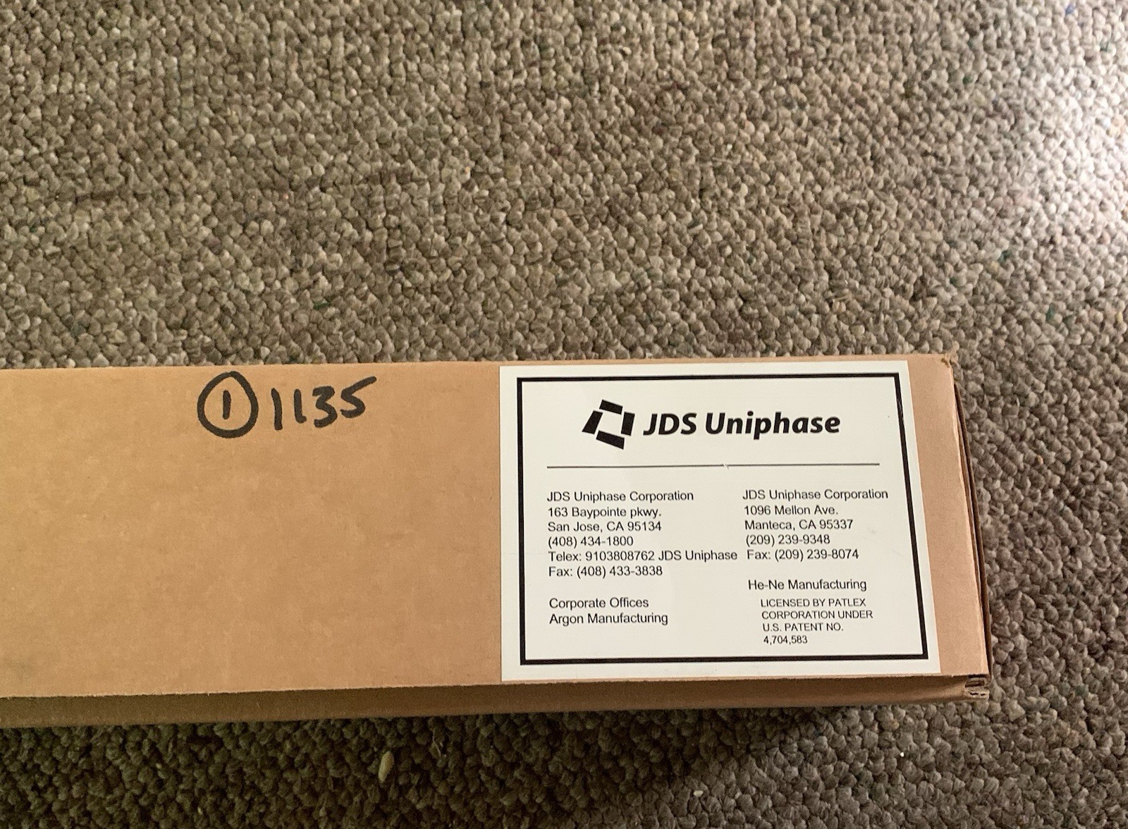 JDS Uniphase 1135 Laser Head/Module, MPN 1135 , He-Ne Manufacturing Use